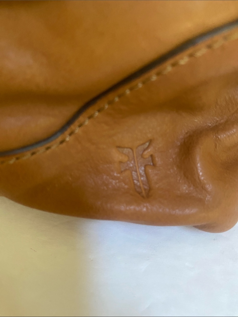 NWT $438 Frye Cognac All Leather Lucy Domed Satchel/Crossbody handbag - Picture 3 of 11